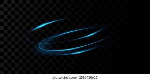 Blue neon ring. Glowing circle. Glow effect. Round light frame. abstract light lines of movement and speed.
