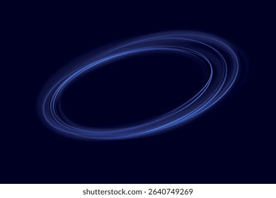 Blue neon ring. Glowing circle. Glow effect. Round light frame. abstract light lines of movement and speedAbstract light lines of movement and speed. light blue ellipse