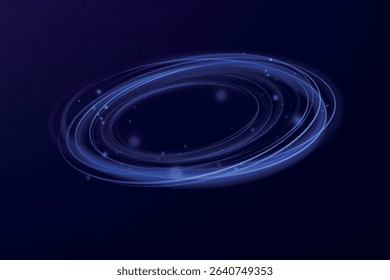 Blue neon ring. Glowing circle. Glow effect. Round light frame. abstract light lines of movement and speedAbstract light lines of movement and speed. light blue ellipse