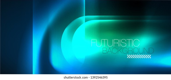 Blue neon round shapes techno background, vector modern color lights template, futuristic technology or business vector illustration