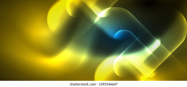 Blue neon round shapes techno background, vector modern color lights template, futuristic technology or business vector illustration