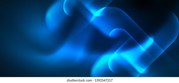 Formas redondeadas de neón azul fondo tecno, plantilla de luces de color modernas vectoriales, tecnología futurista o ilustración de vector de negocio