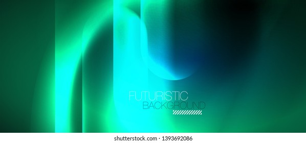Blue neon round shapes techno background, vector modern color lights template, futuristic technology or business vector illustration