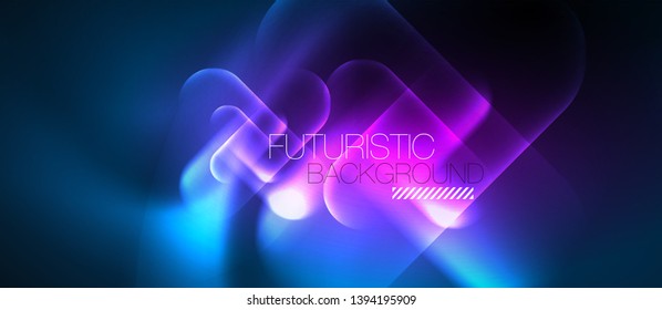 Blue neon round shapes techno background, vector modern color lights template, futuristic technology or business vector illustration