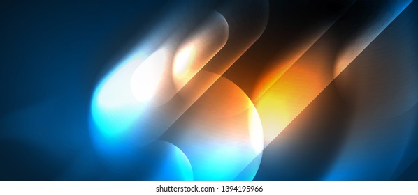 Blue neon round shapes techno background, vector modern color lights template, futuristic technology or business vector illustration