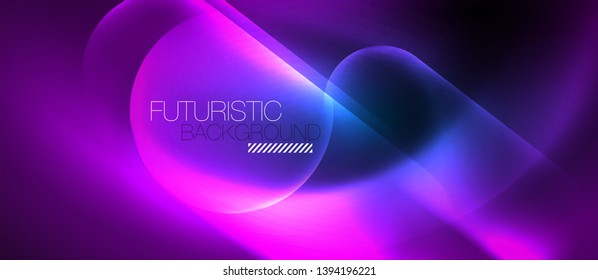 Formas redondeadas de neón azul fondo tecno, plantilla de luces de color modernas vectoriales, tecnología futurista o ilustración de vector de negocio