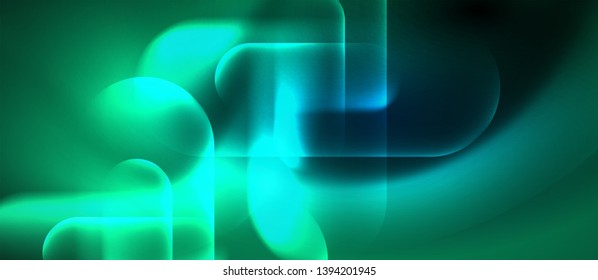 Formas redondeadas de neón azul fondo tecno, plantilla de luces de color modernas vectoriales, tecnología futurista o ilustración de vector de negocio