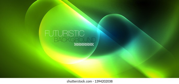 Blue neon round shapes techno background, vector modern color lights template, futuristic technology or business vector illustration