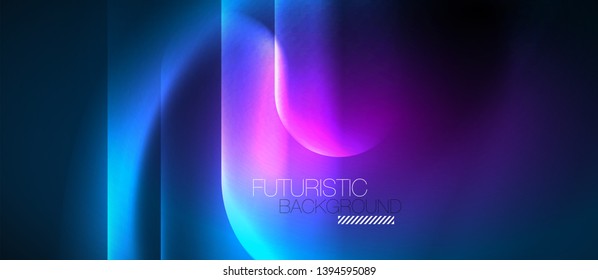 Blue neon round shapes techno background, vector modern color lights template, futuristic technology or business vector illustration