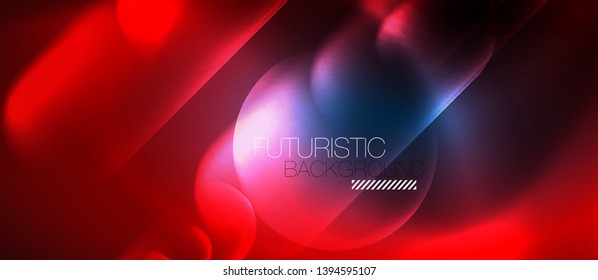 Blue neon round shapes techno background, vector modern color lights template, futuristic technology or business vector illustration