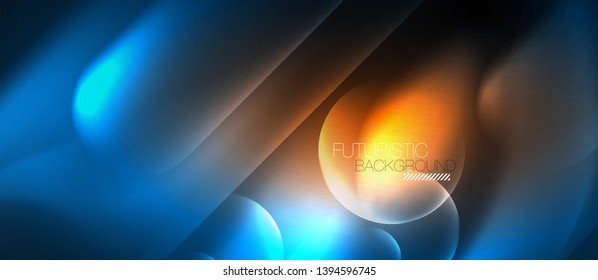 Formas redondeadas de neón azul fondo tecno, plantilla de luces de color modernas vectoriales, tecnología futurista o ilustración de vector de negocio