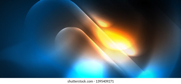 Formas redondeadas de neón azul fondo tecno, plantilla de luces de color modernas vectoriales, tecnología futurista o ilustración de vector de negocio