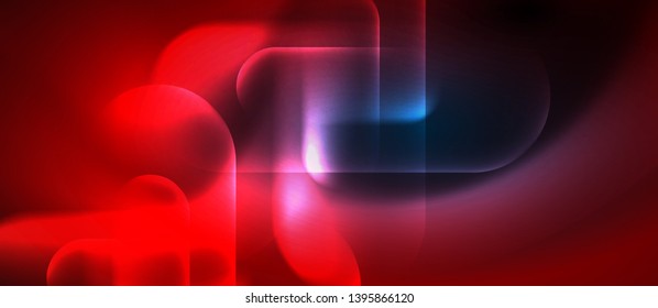 Blue neon round shapes techno background, vector modern color lights template, futuristic technology or business vector illustration