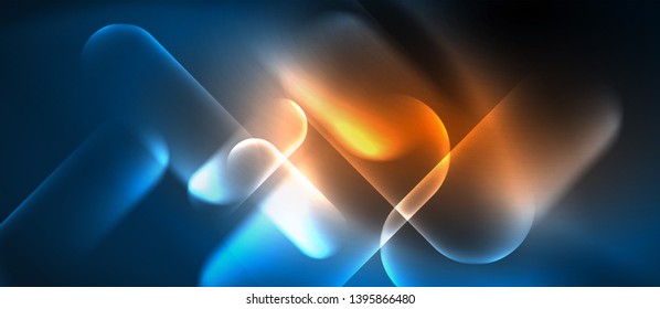 Blue neon round shapes techno background, vector modern color lights template, futuristic technology or business vector illustration