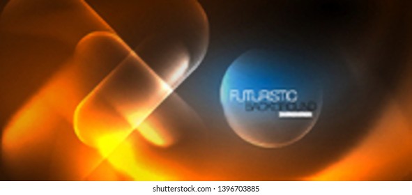 Formas redondeadas de neón azul fondo tecno, plantilla de luces de color modernas vectoriales, tecnología futurista o ilustración de vector de negocio