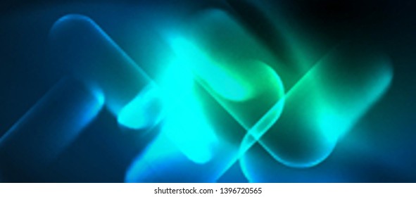 Formas redondeadas de neón azul fondo tecno, plantilla de luces de color modernas vectoriales, tecnología futurista o ilustración de vector de negocio