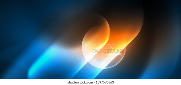 Blue neon round shapes techno background, vector modern color lights template, futuristic technology or business vector illustration
