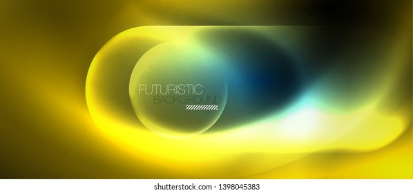 Blue neon round shapes techno background, vector modern color lights template, futuristic technology or business vector illustration