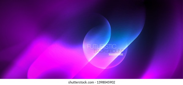 Blue neon round shapes techno background, vector modern color lights template, futuristic technology or business vector illustration