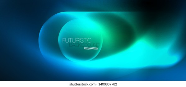 Formas redondeadas de neón azul fondo tecno, plantilla de luces de color modernas vectoriales, tecnología futurista o ilustración de vector de negocio