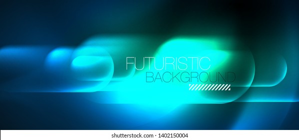 Formas redondeadas de neón azul fondo tecno, plantilla de luces de color modernas vectoriales, tecnología futurista o ilustración de vector de negocio
