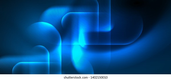 Blaue Neonrunde Formen Techno-Hintergrund, Vektorgrafik-Vorlage für moderne Farblichter, futuristische Technologie oder Wirtschaftsvektorgrafik