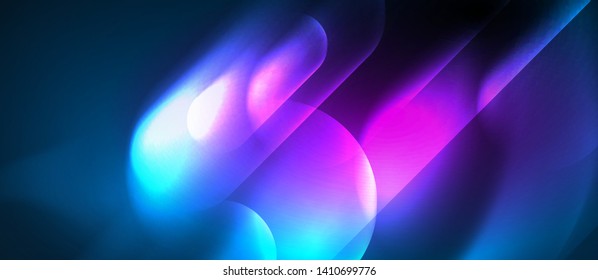 Blue neon round shapes techno background, vector modern color lights template, futuristic technology or business vector illustration