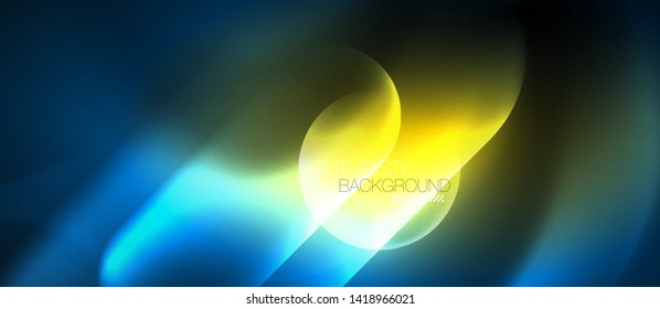 Formas redondeadas de neón azul fondo tecno, plantilla de luces de color modernas vectoriales, tecnología futurista o ilustración de vector de negocio