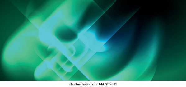 Formas redondeadas de neón azul fondo tecno, plantilla de luces de color modernas vectoriales, tecnología futurista o ilustración de vector de negocio