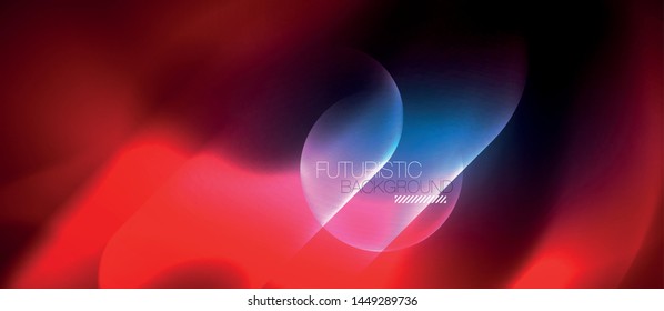 Blue neon round shapes techno background, vector modern color lights template, futuristic technology or business vector illustration