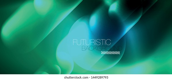 Blue neon round shapes techno background, vector modern color lights template, futuristic technology or business vector illustration