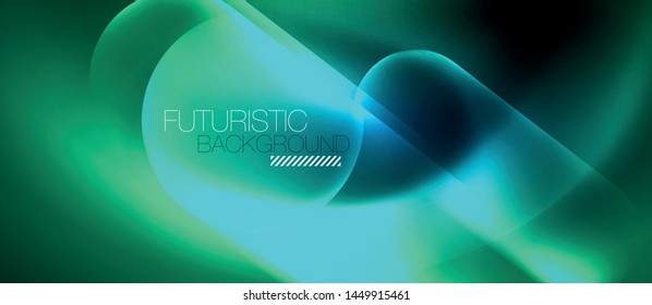 Blue neon round shapes techno background, vector modern color lights template, futuristic technology or business vector illustration