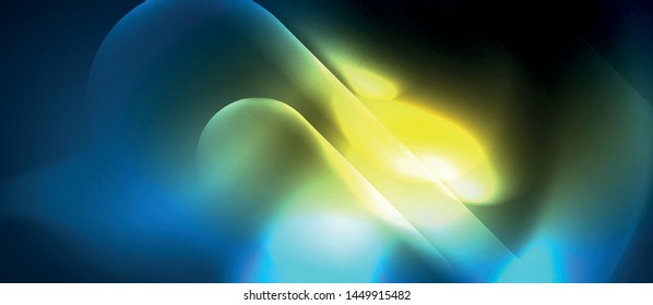 Blue neon round shapes techno background, vector modern color lights template, futuristic technology or business vector illustration
