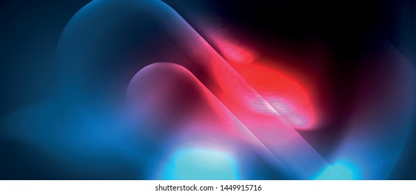 Blue neon round shapes techno background, vector modern color lights template, futuristic technology or business vector illustration
