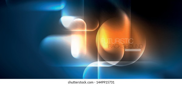 Formas redondeadas de neón azul fondo tecno, plantilla de luces de color modernas vectoriales, tecnología futurista o ilustración de vector de negocio