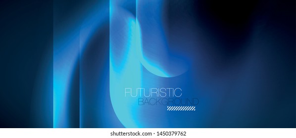 Blue neon round shapes techno background, vector modern color lights template, futuristic technology or business vector illustration