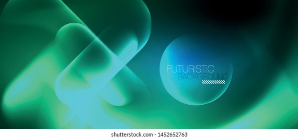 Formas redondeadas de neón azul fondo tecno, plantilla de luces de color modernas vectoriales, tecnología futurista o ilustración de vector de negocio