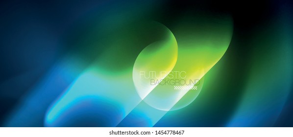 Formas redondeadas de neón azul fondo tecno, plantilla de luces de color modernas vectoriales, tecnología futurista o ilustración de vector de negocio