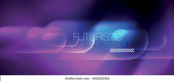 Formas redondeadas de neón azul fondo tecno, plantilla de luces de color modernas vectoriales, tecnología futurista o ilustración de vector de negocio