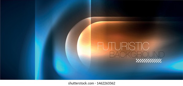 Blue neon round shapes techno background, vector modern color lights template, futuristic technology or business vector illustration