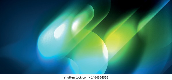 Blue neon round shapes techno background, vector modern color lights template, futuristic technology or business vector illustration