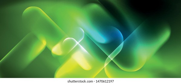 Blue neon round shapes techno background, vector modern color lights template, futuristic technology or business vector illustration