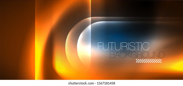 Blue neon round shapes techno background, vector modern color lights template, futuristic technology or business vector illustration