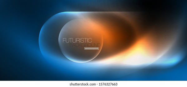Blue neon round shapes techno background, vector modern color lights template, futuristic technology or business vector illustration