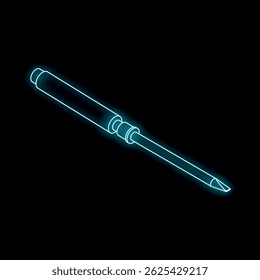 Blue neon screwdriver glowing in the dark, great for electricians and construction workers