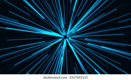 Fondo brillante abstracto brillante de los rayos azules de neón. Diseño de Vector futurista