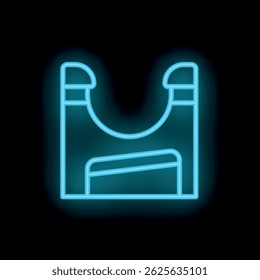 Blue neon sign of amusement park water ride on a black background