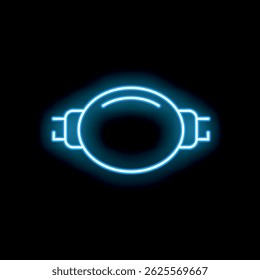 Blue neon sign depicting a light bulb, representing ideas, creativity, and innovation