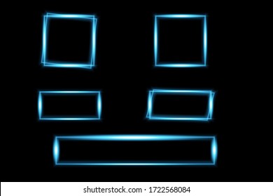 Blue neon sign frame on black background vector image