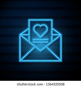 Blue neon sign on dark wall Email for Healthcare & Pharma symbol